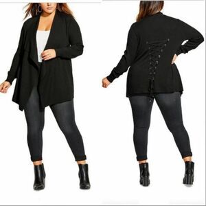 City Chic Black Corset Back Cardigan Size 24 NWT